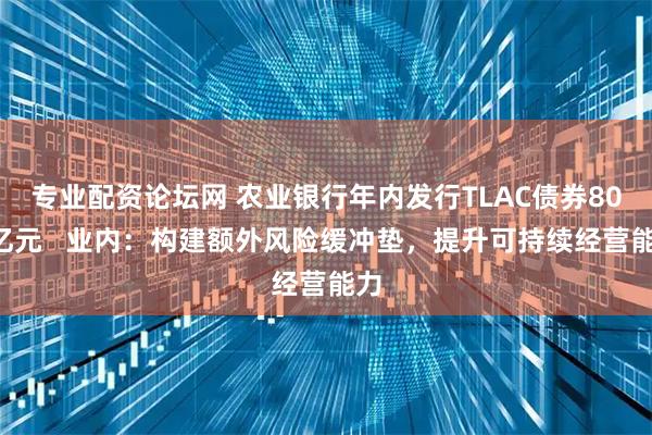 专业配资论坛网 农业银行年内发行TLAC债券800亿元   业内：构建额外风险缓冲垫，提升可持续经营能力